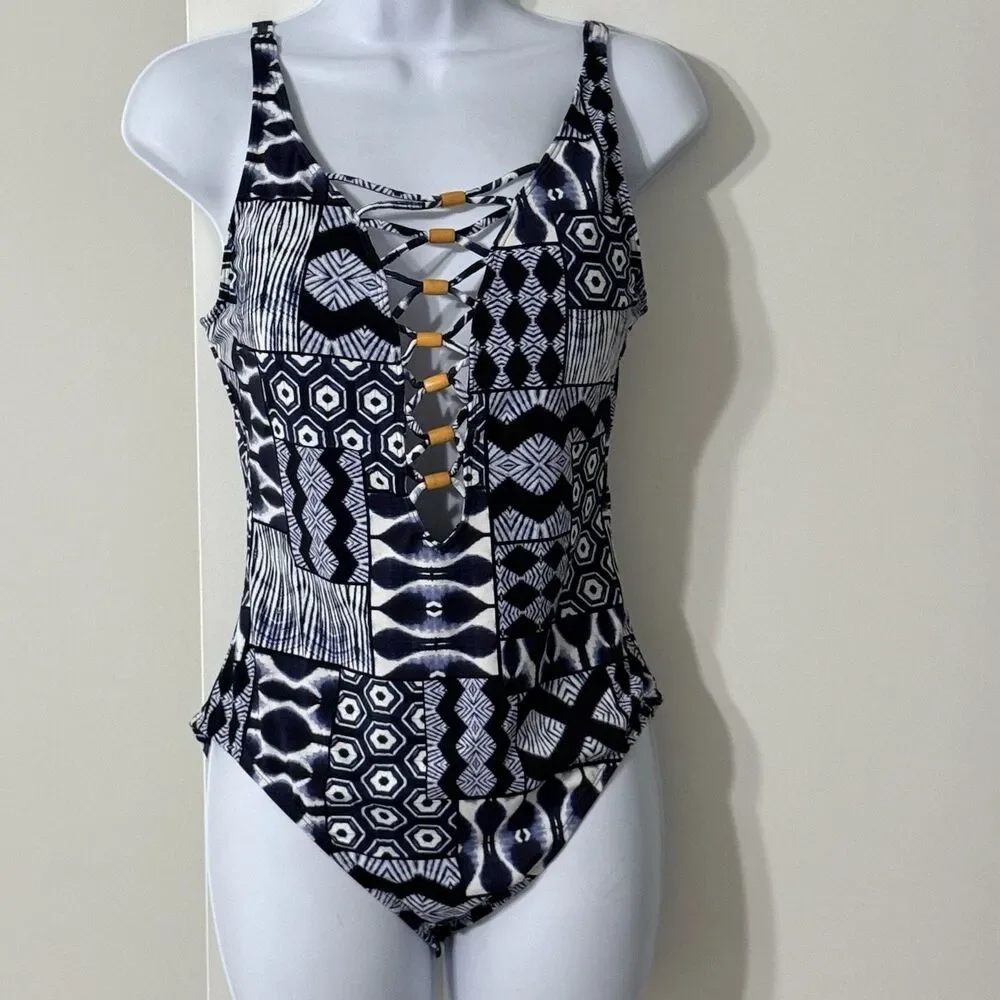 Bleu By Rod Beattie Island Time One Piece Swimsuit | Size 10 | Blue